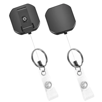 2 упаковки маленьких сверхмощных выдвижных держателей для бейджей, катушка, держатели для бейджей с зажимом для ремня, кольцо для ключей для именной карточки-брелка