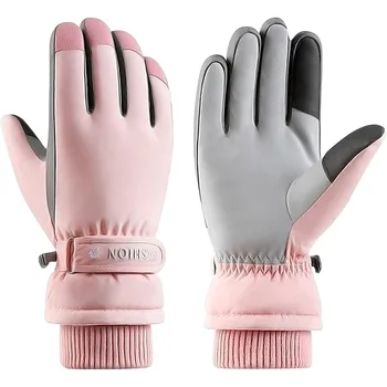 Женские зимние лыжные перчатки, водонепроницаемые перчатки для сноуборда с сенсорным экраном, ветрозащитные теплые зимние перчатки для катания на лыжах, бега и велоспорта