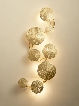 Новый настенный светильник в китайском стиле, Креативный Лист Лотоса, Медный светильник для гостиной, столовой, Современные минималистичные светильники для прохода в спальню