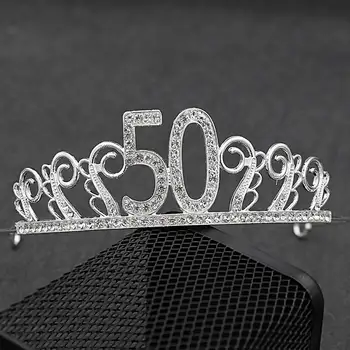 День рождения сплав горный хрусталь корона головные уборы 25 40 50 60 Цифровые короны украшения для волос ободки для выпускного вечера для 18 лет
