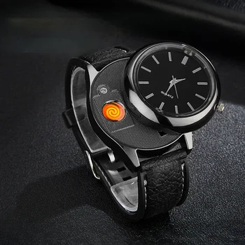 Креативные персональные часы Watch Ветрозащитная зажигалка Перезаряжаемая сменная Вольфрамовая USB-зарядка портативная