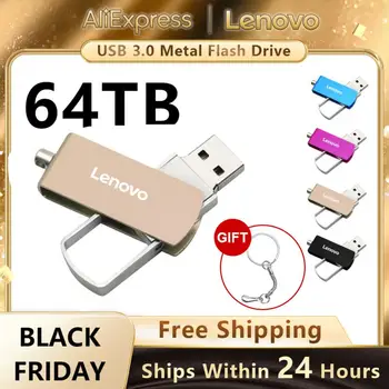 Lenovo Водонепроницаемый Металлический USB флэш-накопитель 64 ТБ 16 ТБ 8 ТБ Флэш-диск Pendrive Флешка Usb Memory Stick USB 3.0 Flash USB-накопитель