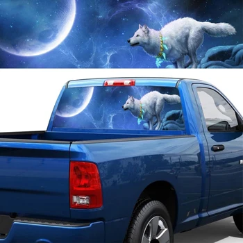 Бегущий Волк для грузовика, джипа, внедорожника, пикапа, 3D Наклейка на заднее лобовое стекло, декор, плакат на заднем стекле 57,9 X 18,1 дюйма