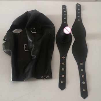 Латексный капюшон, Сексуальное экзотическое белье, фетиш на заказ, Резиновая маска с крышкой для глаз, Съемная заглушка для рта, косплей-костюм