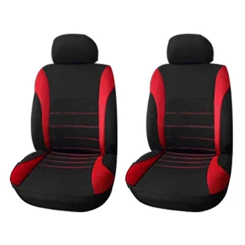 Чехлы для передних автомобильных сидений, спортивные ковшеобразные чехлы для передних сидений, комплект из 4 предметов, автомобильные чехлы для сидений (черный + красный)
