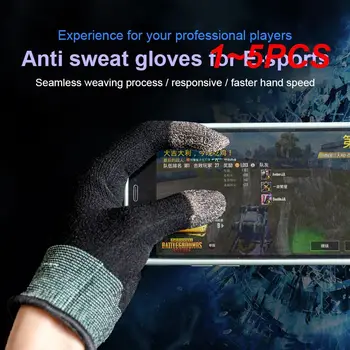 1 ~ 5ШТ игровых перчаток для мобильных игр для геймеров, защищенных от пота, с противоскользящим рукавом для пальцев с сенсорным экраном, дышащих мобильных игровых перчаток