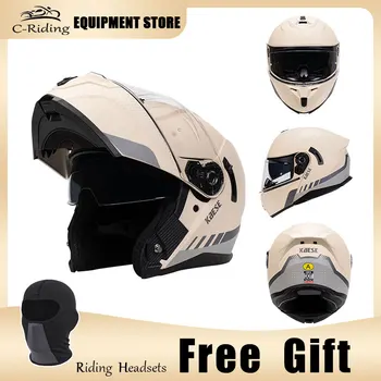 Полнолицевые мотоциклетные шлемы Профессиональный гоночный откидной шлем Материал ABS Модульные шлемы с двойными линзами, одобренные DOT для мужчин и женщин