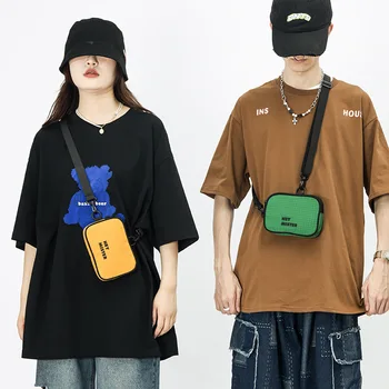 Новая мини-двухслойная сумка 2024 года, популярная сумка для наушников, индивидуальное уличное портмоне, мужская и женская сумка для мобильного телефона
