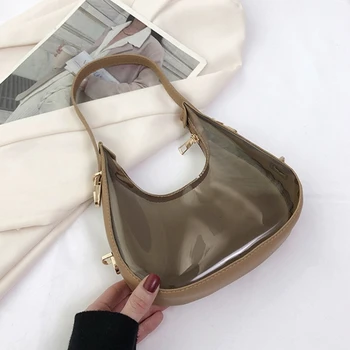 Прозрачные сумки через плечо для женщин и девочек, роскошная сумка из ПВХ, желейная сумка подмышками.
