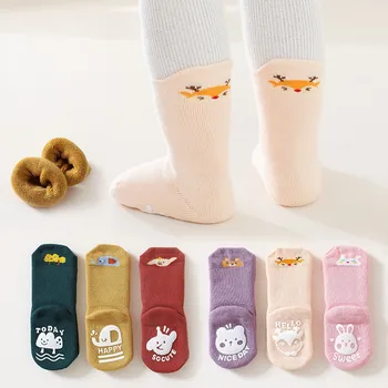 Весенние Противоскользящие детские носки с милым мультяшным животным буквенным принтом Для малышей, детские носки на резиновой подошве, носки для мальчиков и девочек
