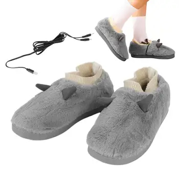 USB-тапочки для согревания ног, электрическая плюшевая обувь с подогревом, зарядка для обуви, подогрев сокровищ, зимняя грелка для ног для мужчин и женщин