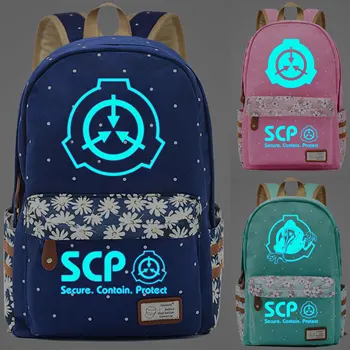 2020 SCP Специальный контейнер Рюкзак Холщовая сумка Школьные сумки Для девочек Mochila Feminina Nezuko Сумка для ноутбука со светящимся рисунком