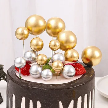 20шт Разноцветных блестящих шариков, топпер для торта 2-4 см, пенопластовые шарики, сферы, вставки для кексов, десертов, с Днем рождения, украшение свадебного торта