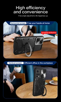 Для Xiaomi Redmi Note 11 Двухтактный Защитный чехол для камеры Чехол для телефона для Redmi Note11 Держатель с магнитным кольцом Задняя крышка