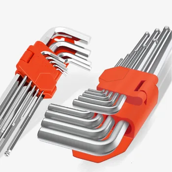 Шестигранный ключ с торцевой головкой из 9 предметов, короткий, средней длины, L-образный шестигранный ключ, набор инструментов для бытового обслуживания, гаечный ключ