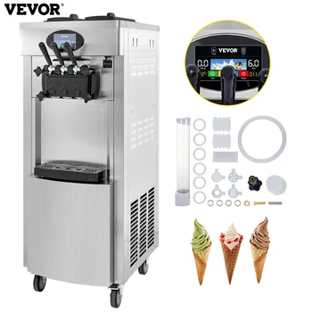 Коммерческая Машина для приготовления Мягкого Мороженого VEVOR 2200W с Предварительным охлаждением, 3 Вкуса, Кафе-Закусочная, 2 + 1 Вкус, Вертикальная Машина Для Приготовления Мягкого Мороженого