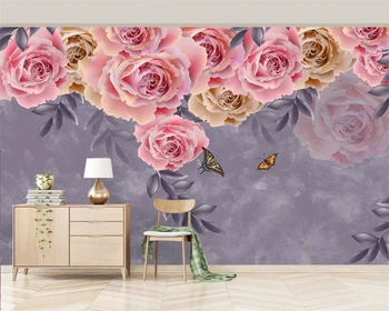Обои на заказ Beibehang современный минималистичный акварельный стиль в скандинавском стиле цветок розы телевизор фоновая стена гостиной 3D обои
