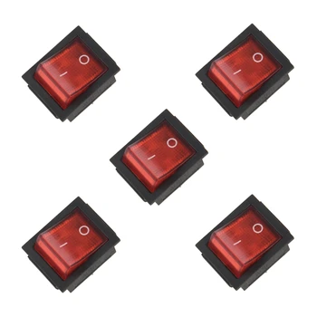 5X Красный индикатор 4-Контактный DPST ВКЛ /ВЫКЛ С Защелкивающимся Кулисным переключателем 15A/250V 20A/125V переменного тока 28x22 мм