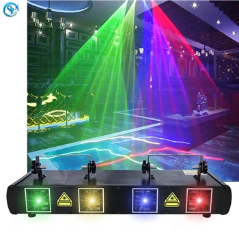 4 объектива RGB LED Dj Disco Stage Party Лазерный проектор Свет DMX Голосовое управление Эффект луча куба для танцпола клуба