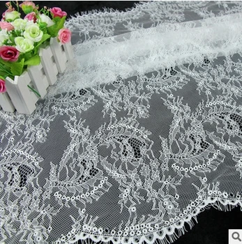 3 м / лот Французская кружевная ткань для ресниц 102 см Белый Черный Diy Изысканная Кружевная вышивка Одежда Аксессуары для свадебного платья