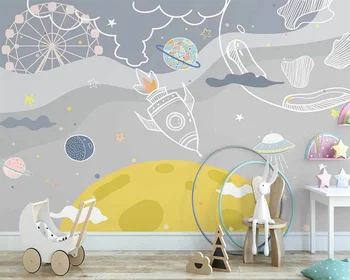 beibehang Пользовательские современные новые обои ручной росписи в скандинавском стиле, сосновый лес, облака, звездное небо, детская комната, звездное небо, фоновые обои