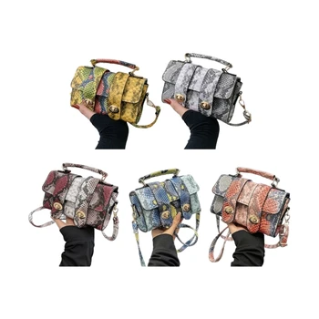 Сумка через плечо с текстурированным принтом из змеиной кожи, сумочка-портмоне с регулируемым ремешком, маленькая сумка через плечо для работы, свиданий и путешествий