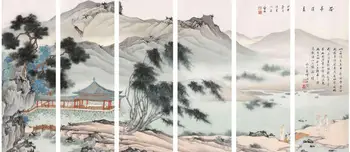 AS2045 Китайский Павильон Лотоса Летний пейзаж Печать на холсте Плакат для декора гостиной Домашняя настенная картина