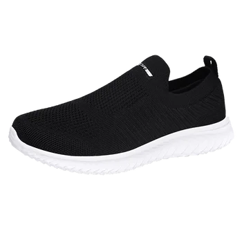 Мужские кроссовки для бега, легкие дышащие летящие вязаные кроссовки со шнуровкой, сетчатая обувь для ходьбы, повседневная спортивная обувь для тренировок