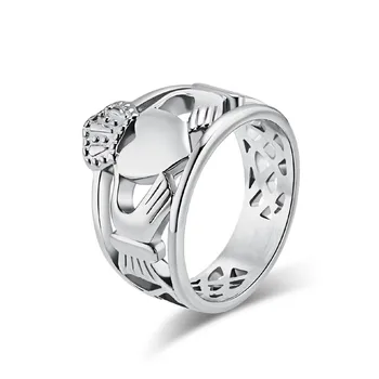 Обручальное кольцо Irish Claddagh Promise из нержавеющей стали, Кольцо дружбы, Корона в виде сердца, Обручальное кольцо для мужчин и женщин, Размер 7-12