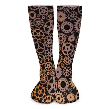 Носки Rusty Gears в стиле стимпанк, прикольные чулки в стиле стимпанк, забавные носки для девочек, высококачественные носки для бега, осенние дизайнерские спортивные носки