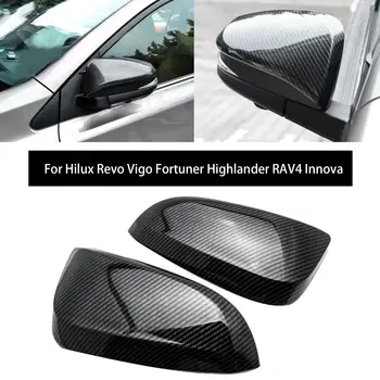 Декоративная отделка крышки бокового зеркала заднего вида из углеродного волокна для Toyota Hilux Revo Vigo Fortuner Highlander RAV4 Innova